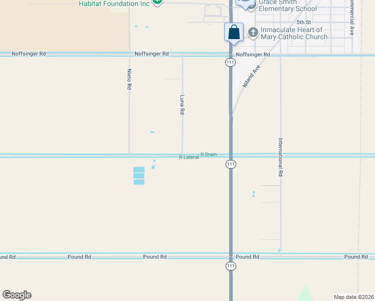 map of restaurants, bars, coffee shops, grocery stores, and more near 7905 Luna Road in Calipatria