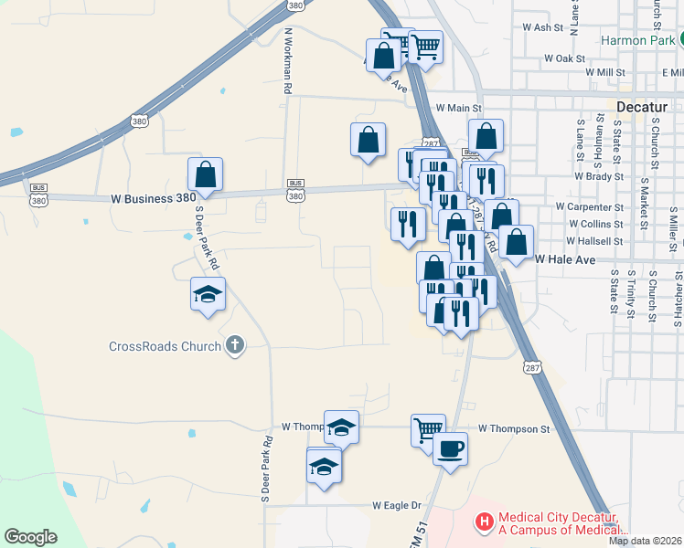 map of restaurants, bars, coffee shops, grocery stores, and more near in Decatur