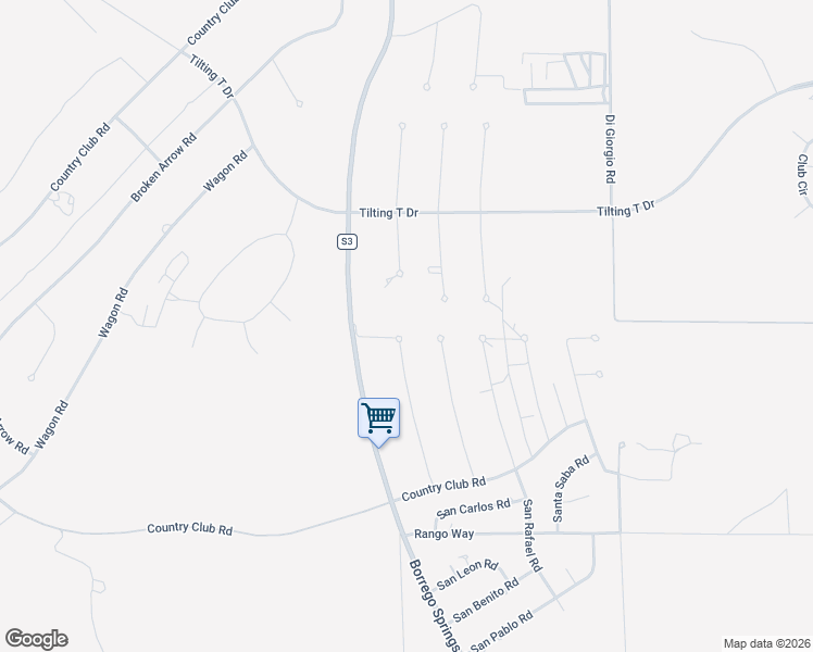 map of restaurants, bars, coffee shops, grocery stores, and more near 3302 Swinging V Road in Borrego Springs