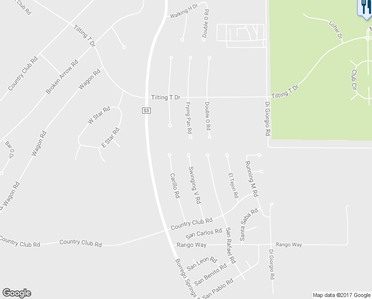 map of restaurants, bars, coffee shops, grocery stores, and more near 3302 Swinging V Road in Borrego Springs