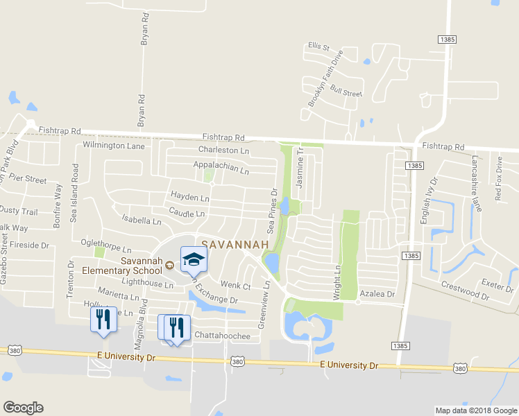 map of restaurants, bars, coffee shops, grocery stores, and more near 1224 Hayden Lane in Aubrey