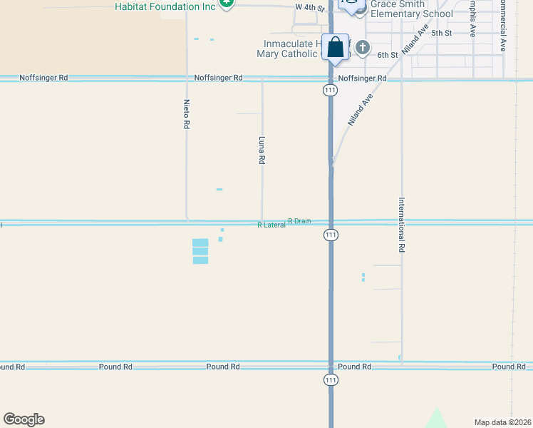 map of restaurants, bars, coffee shops, grocery stores, and more near 7905 Luna Road in Calipatria