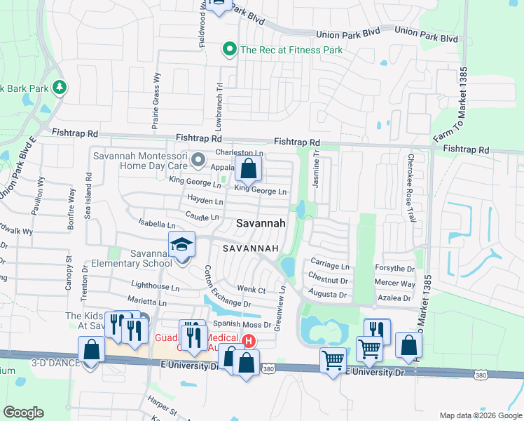 map of restaurants, bars, coffee shops, grocery stores, and more near 1200 Hayden Lane in Denton County
