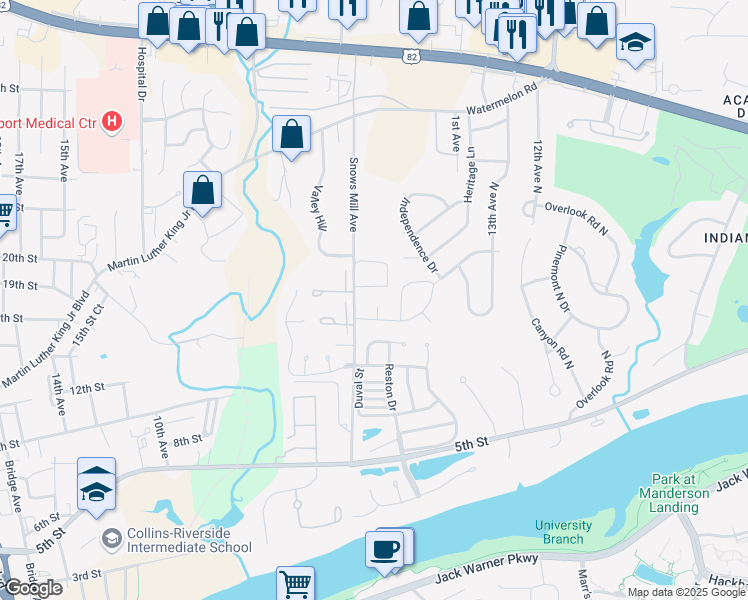 map of restaurants, bars, coffee shops, grocery stores, and more near 924 17th Avenue North in Tuscaloosa
