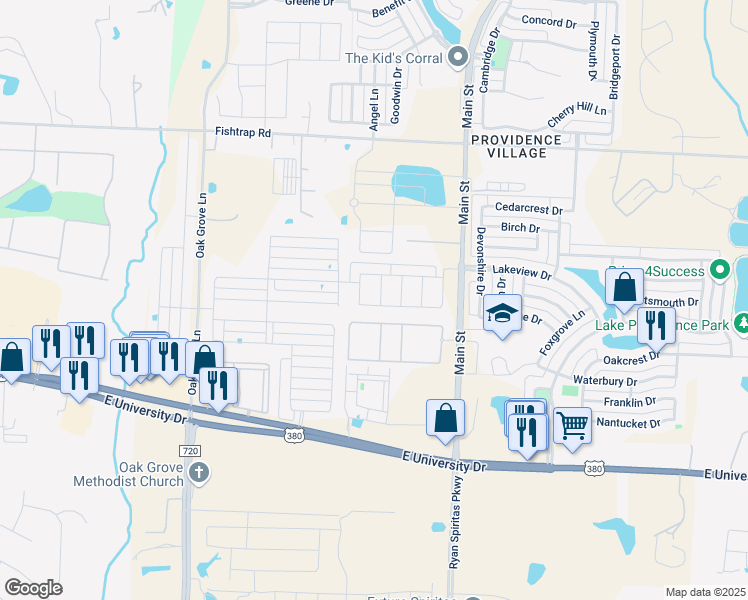 map of restaurants, bars, coffee shops, grocery stores, and more near 4608 Ironstone Road in Aubrey