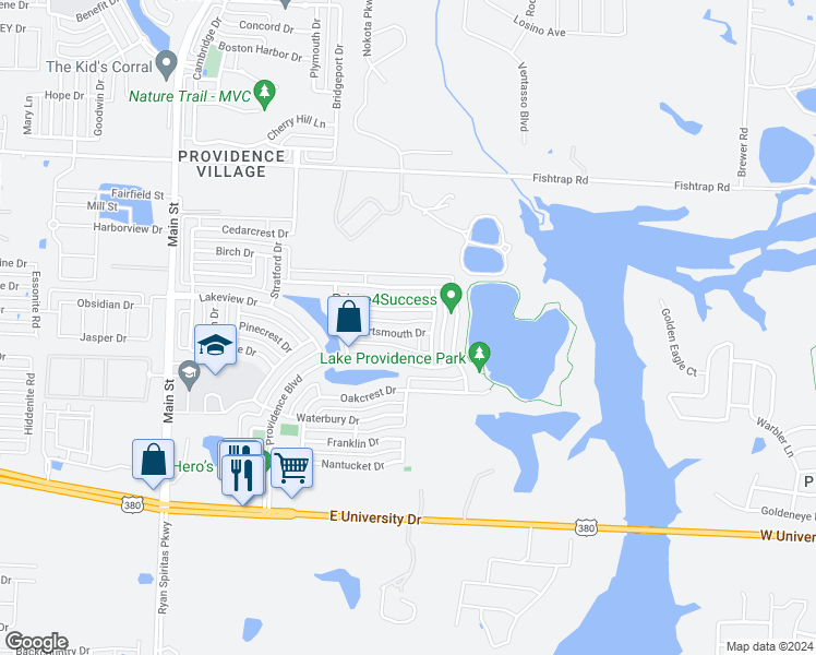 map of restaurants, bars, coffee shops, grocery stores, and more near 1391 Portsmouth Drive in Denton County