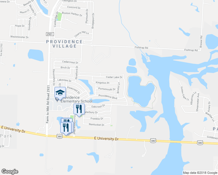 map of restaurants, bars, coffee shops, grocery stores, and more near 1375 Portsmouth Drive in Aubrey