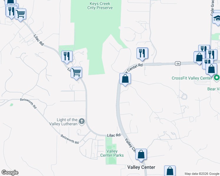 map of restaurants, bars, coffee shops, grocery stores, and more near 28350 Valley Center Road in Valley Center