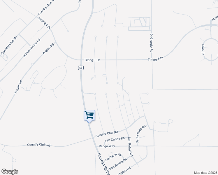 map of restaurants, bars, coffee shops, grocery stores, and more near 3299 Frying Pan Road in Borrego Springs