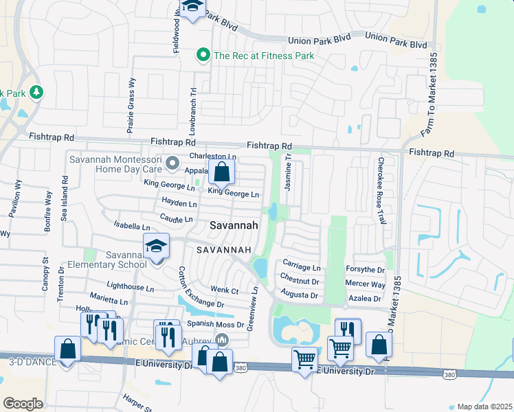 map of restaurants, bars, coffee shops, grocery stores, and more near 1241 Hayden Lane in Denton County