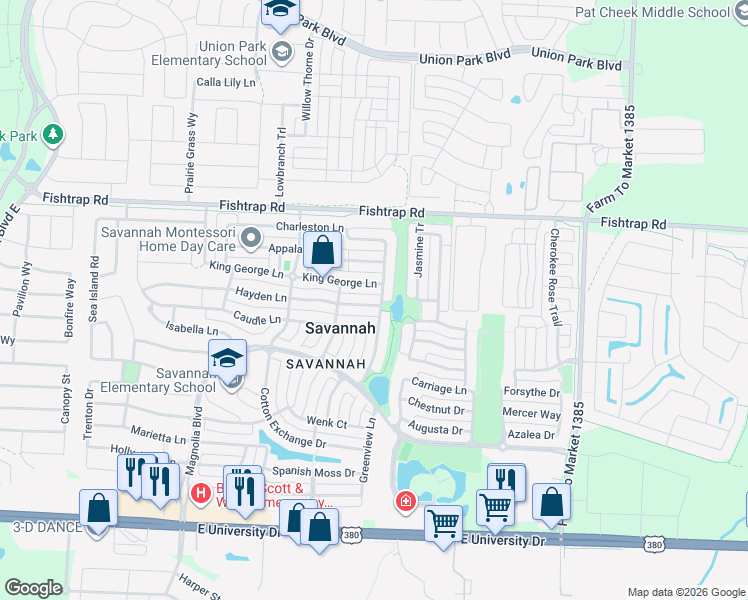 map of restaurants, bars, coffee shops, grocery stores, and more near 1241 Hayden Lane in Savannah