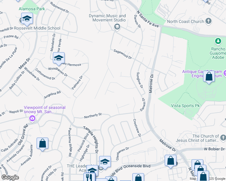 map of restaurants, bars, coffee shops, grocery stores, and more near 445 Ernest Court in Oceanside