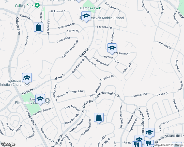 map of restaurants, bars, coffee shops, grocery stores, and more near 1242 Salerno Court in Oceanside