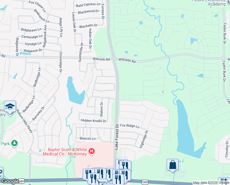 map of restaurants, bars, coffee shops, grocery stores, and more near 5004 Summit View Drive in McKinney