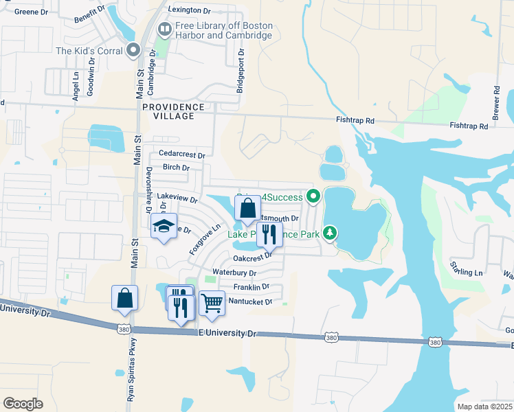 map of restaurants, bars, coffee shops, grocery stores, and more near 1324 Kingston Place in Denton County
