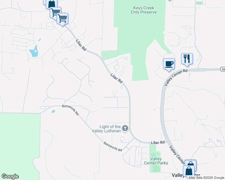 map of restaurants, bars, coffee shops, grocery stores, and more near 28486 Lilac Road in Valley Center