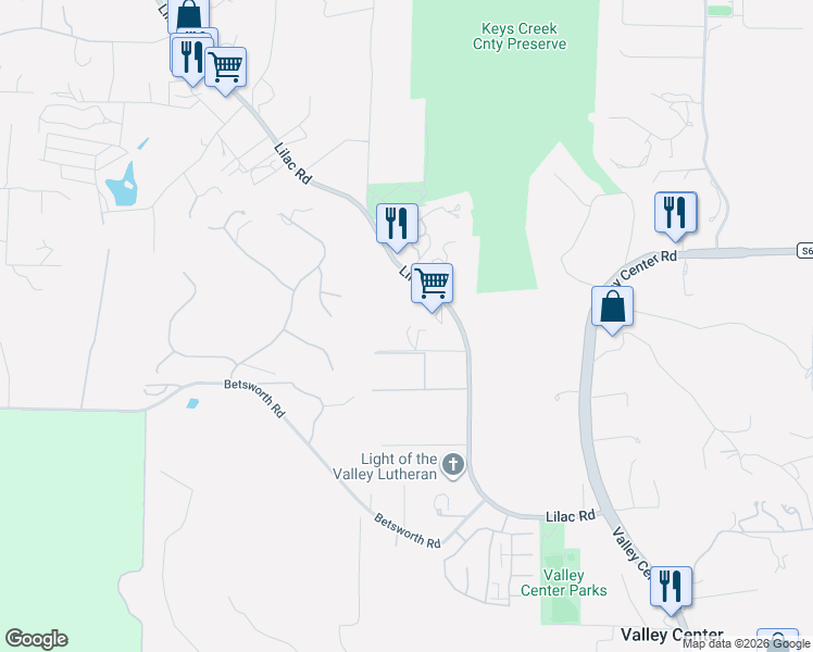 map of restaurants, bars, coffee shops, grocery stores, and more near 28492 Lilac Road in Valley Center
