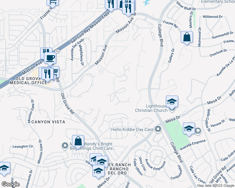 map of restaurants, bars, coffee shops, grocery stores, and more near 4607 Twins Haven Road in Oceanside