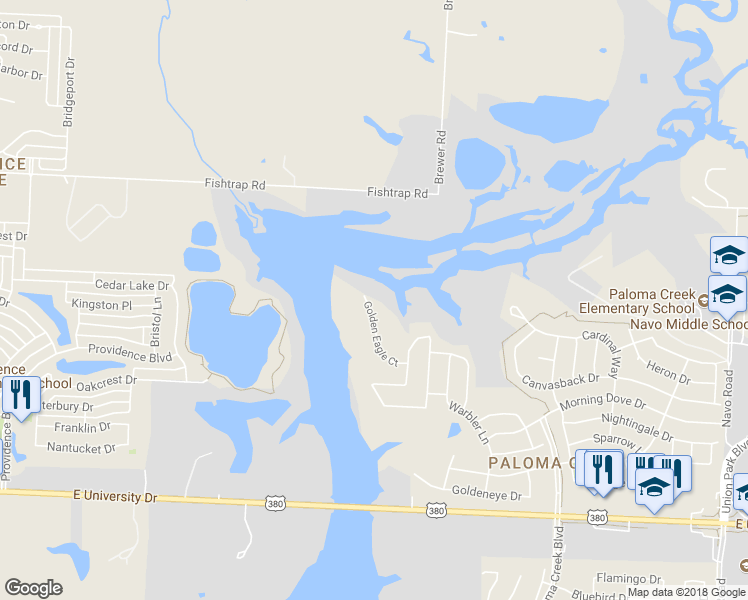 map of restaurants, bars, coffee shops, grocery stores, and more near 1224 Golden Eagle Court in Aubrey