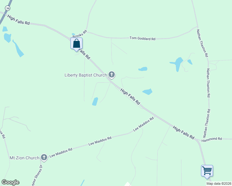 map of restaurants, bars, coffee shops, grocery stores, and more near 3064 High Falls Road in Jackson