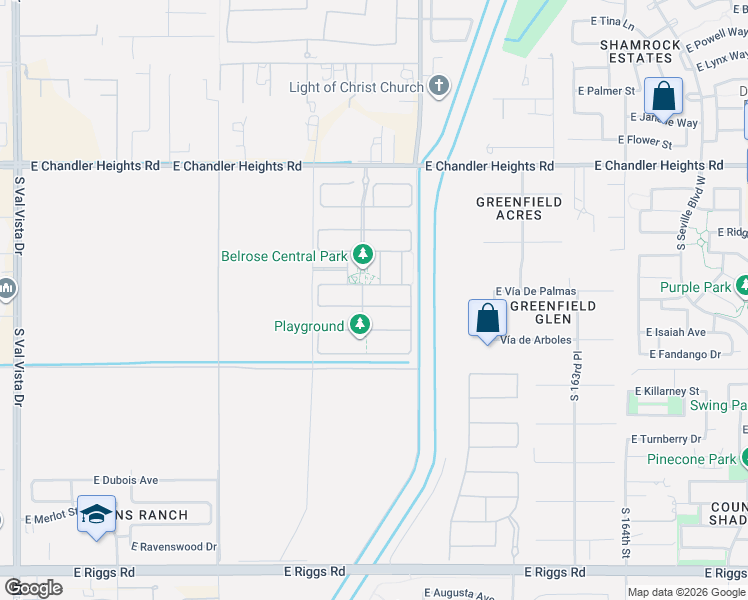 map of restaurants, bars, coffee shops, grocery stores, and more near 24394-25198 Roosevelt Wcd Csr in Gilbert