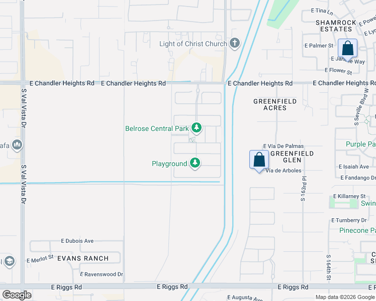 map of restaurants, bars, coffee shops, grocery stores, and more near 24394-25198 Roosevelt Wcd Csr in Gilbert