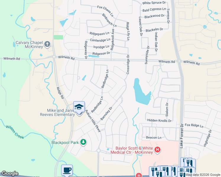 map of restaurants, bars, coffee shops, grocery stores, and more near 5501 Mountjoy Drive in McKinney