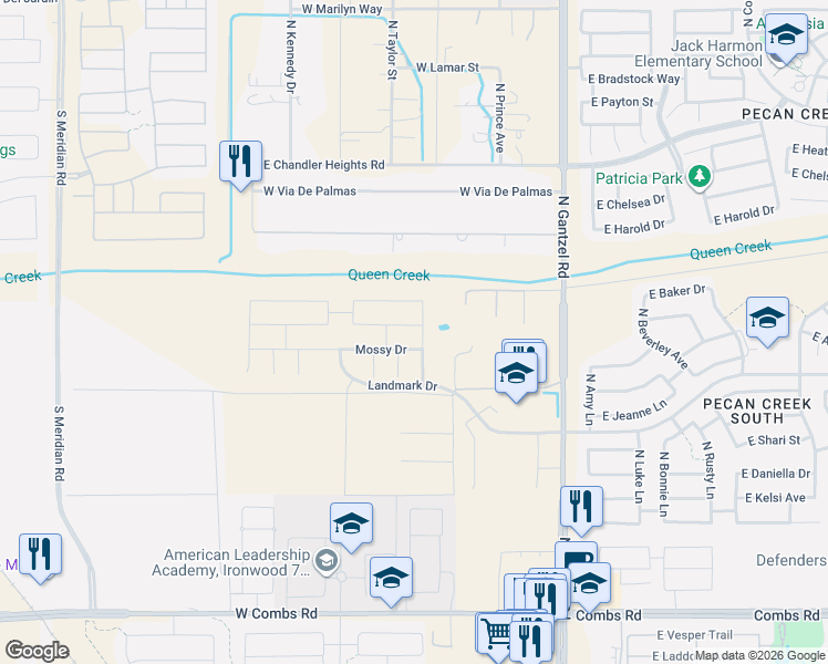 map of restaurants, bars, coffee shops, grocery stores, and more near 283 Floyd Drive in San Tan Valley