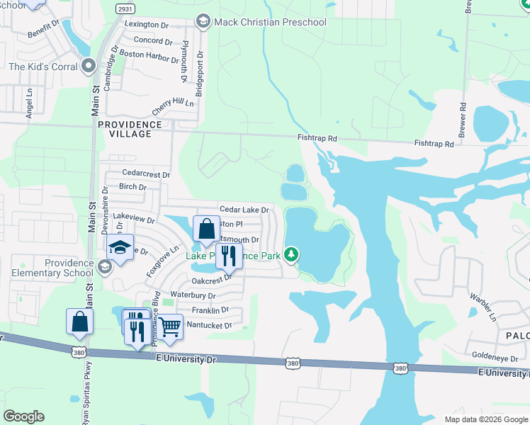 map of restaurants, bars, coffee shops, grocery stores, and more near 10325 Cedar Lake Drive in Denton County