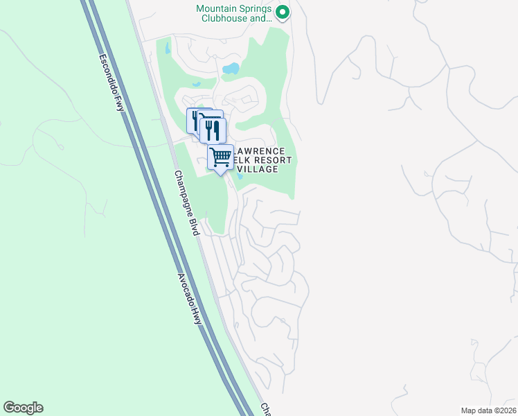 map of restaurants, bars, coffee shops, grocery stores, and more near 8975 Lawrence Welk Drive in Escondido