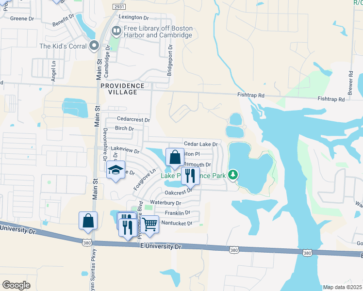 map of restaurants, bars, coffee shops, grocery stores, and more near 10144 Cedar Lake Drive in Aubrey