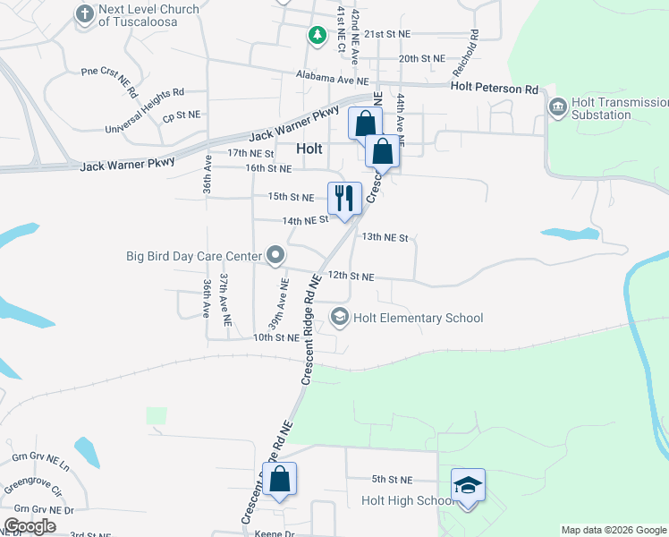 map of restaurants, bars, coffee shops, grocery stores, and more near 42ND Old North River Point in Tuscaloosa