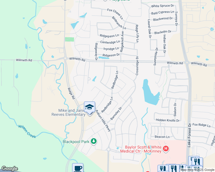 map of restaurants, bars, coffee shops, grocery stores, and more near 2700 Gillingham Lane in McKinney