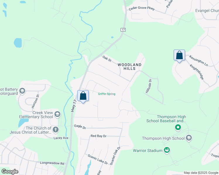 map of restaurants, bars, coffee shops, grocery stores, and more near 146 Chinaberry Lane in Alabaster