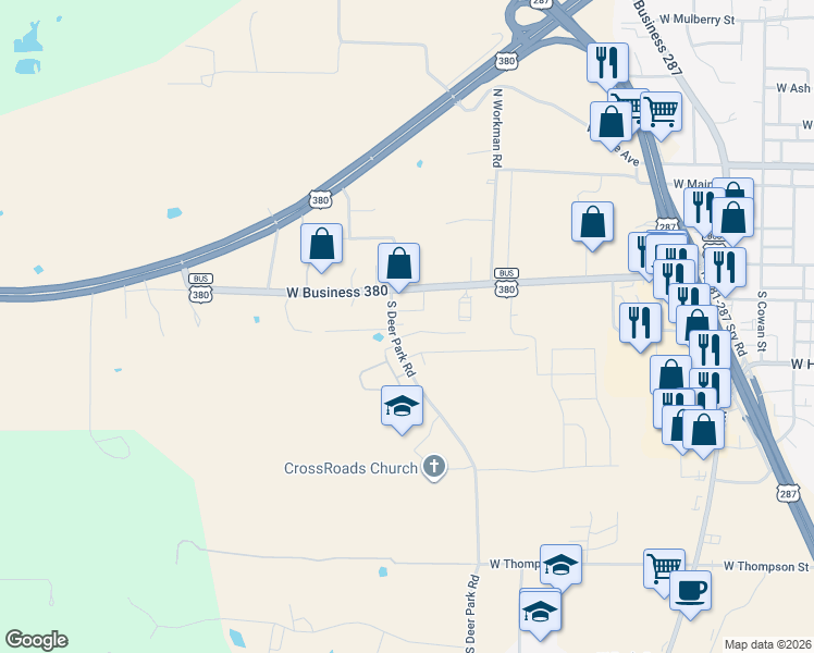 map of restaurants, bars, coffee shops, grocery stores, and more near 701 South Deer Park Road in Decatur