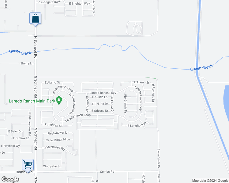 map of restaurants, bars, coffee shops, grocery stores, and more near 38589 North Lamar Drive in Queen Creek
