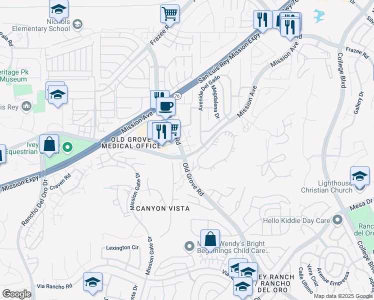map of restaurants, bars, coffee shops, grocery stores, and more near 109 Avenida Las Brisas in Oceanside