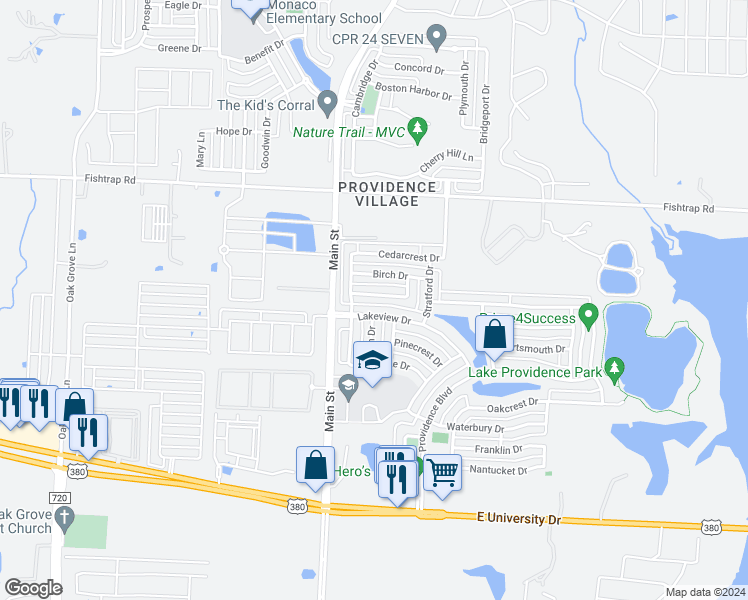 map of restaurants, bars, coffee shops, grocery stores, and more near 9830 Walnut Hill Drive in Aubrey