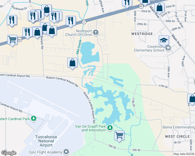 map of restaurants, bars, coffee shops, grocery stores, and more near 4437 19th Street in Northport