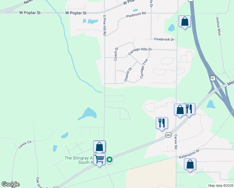 map of restaurants, bars, coffee shops, grocery stores, and more near 1737 Carrington Drive in Griffin