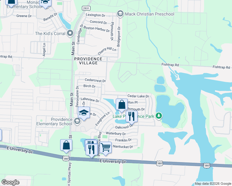 map of restaurants, bars, coffee shops, grocery stores, and more near 10065 Cedar Lake Drive in Denton County
