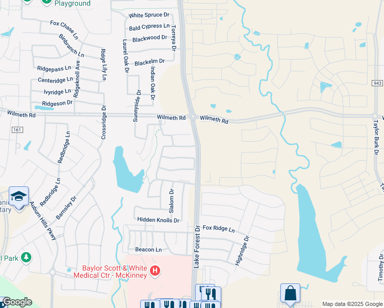 map of restaurants, bars, coffee shops, grocery stores, and more near 5004 Alpine Meadows Drive in McKinney