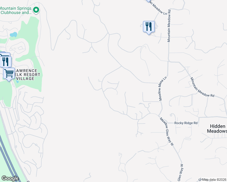 map of restaurants, bars, coffee shops, grocery stores, and more near Little Canyon Lane in Hidden Meadows