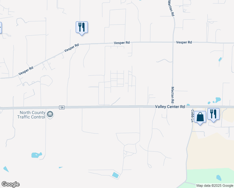 map of restaurants, bars, coffee shops, grocery stores, and more near 30100 Valley Center Road in Valley Center