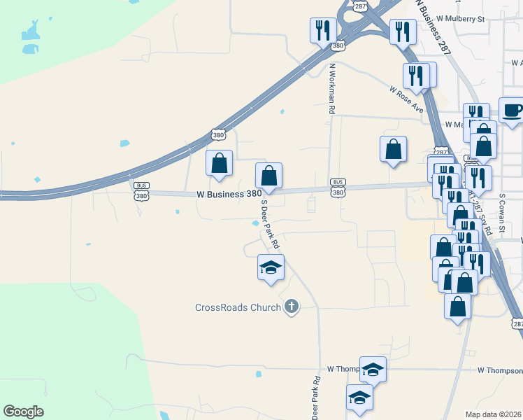 map of restaurants, bars, coffee shops, grocery stores, and more near 701 South Deer Park Road in Decatur