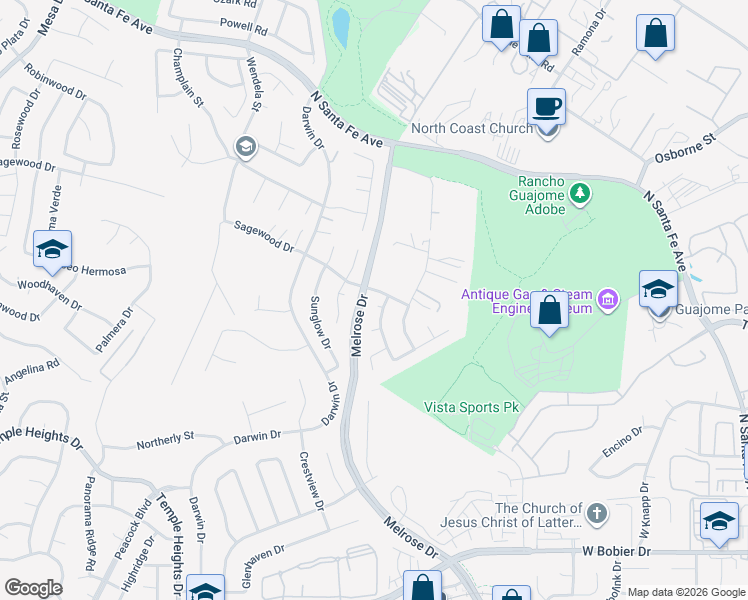 map of restaurants, bars, coffee shops, grocery stores, and more near 5002 Suncrest Court in Oceanside