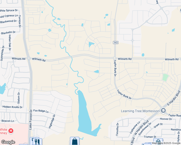 map of restaurants, bars, coffee shops, grocery stores, and more near 2707 County Road 943 in McKinney