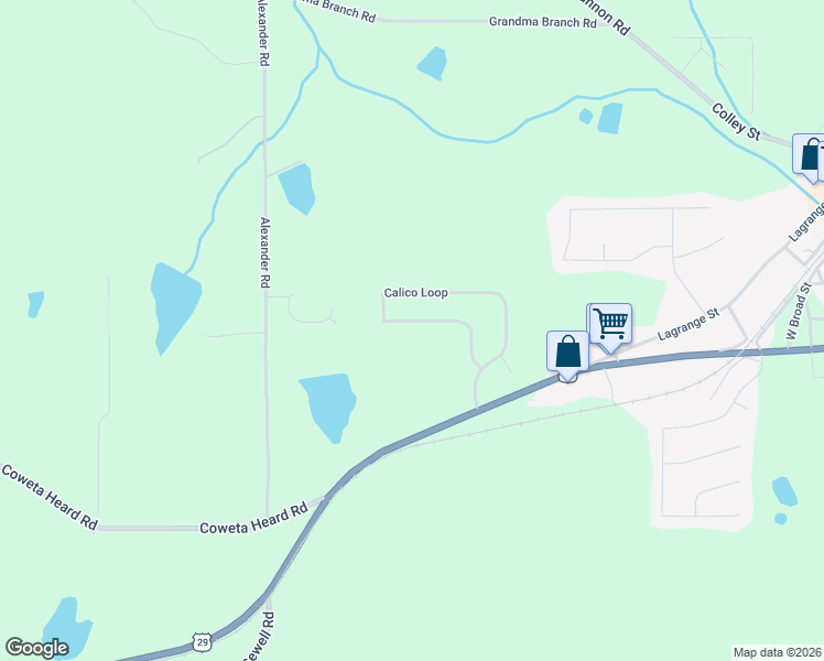 map of restaurants, bars, coffee shops, grocery stores, and more near 140 Calico Loop in Grantville