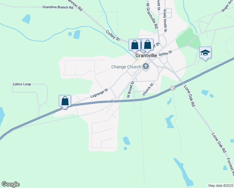 map of restaurants, bars, coffee shops, grocery stores, and more near 190 Lagrange Street in Grantville