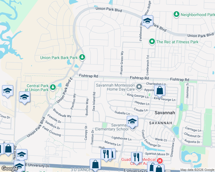 map of restaurants, bars, coffee shops, grocery stores, and more near 700 Wilmington Lane in Denton County